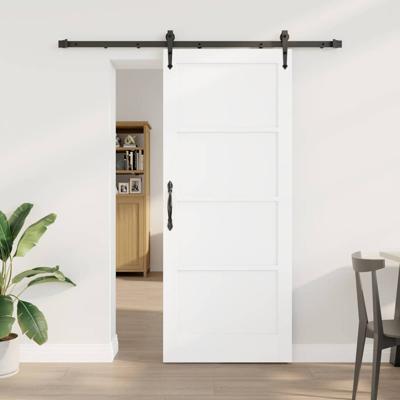 Schuifdeur met Bevestigingsset Wit 83x202 cm Massief Vurenhout