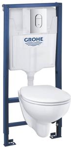Grohe Solido Compact toiletset met softclose zitting, chromen drukplaat en Rapid SL inbouwreservoir