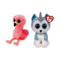 Ty - Knuffel - Beanie Boo's - Gilda Flamingo & Helena Husky