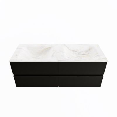 MONDIAZ VICA-DLUX 130cm badmeubel onderkast Urban 4 lades. Inbouw wastafel CLOUD dubbel 2 kraangaten, kleur Ostra.