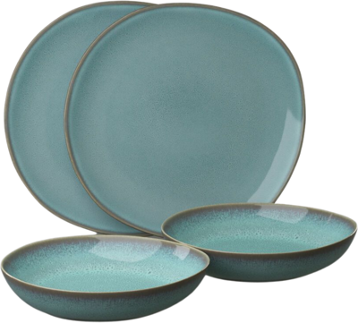 Villeroy & Boch Serviesset Lave - Glace - 4-delig / 2 personen - 2 dinerborden en 2 diepe borden
