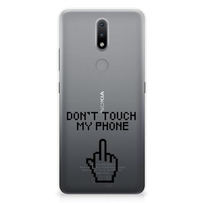 Nokia 2.4 Silicone-hoesje Finger Don't Touch My Phone Nokia 2.4 Silicone-hoesje Finger Don't Touch My Phone