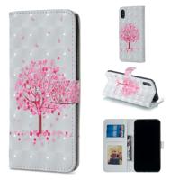 Roze boom patroon horizontale Flip lederen hoes for iPhone XS Max, met houder & Card Slots & Foto Frame & portefeuille
