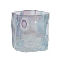 Theelichthouder glas H8cm blauw