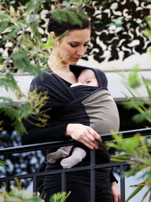 Draagdoek L'originale JE PORTE MON BEBE antraciet/olijf