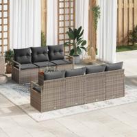 Tuinbankenset met kussen 8 pcs Grijs poly rattan