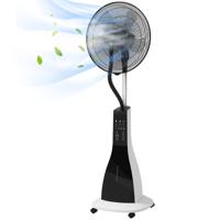 HOMCOM Ventilator met Luchtbevochtiging, stil, mobiel, afstandsbediening, Zwart/Wit