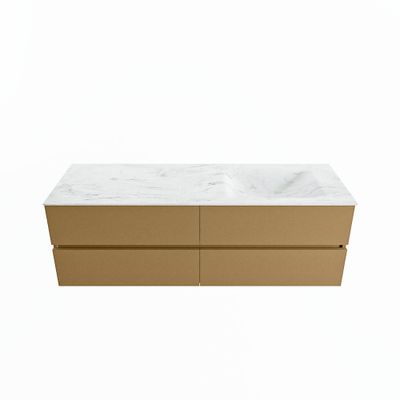 MONDIAZ VICA-DLUX 150cm badmeubel onderkast Oro 4 lades. Inbouw wastafel CLOUD rechts 1 kraangat, kleur Opalo.
