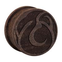 Ribbed Plug met Maori Design Hout Tunnels & Plugs