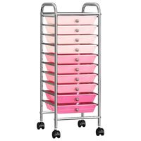 vidaXL Opbergtrolley met 10 lades mobiel kunststof ombre roze - thumbnail
