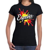 Landen t-shirt - Espana - Spanje - spetter print - zwart - voor dames - supporters kleding