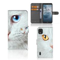 Nokia C2 2nd Edition | Telefoonhoesje | Met pasjeshouder | Witte Kat