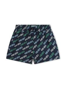 Kenzo Kids short de bain élastiqué à logo imprimé - Bleu