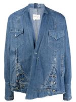 Greg Lauren veste en jean à design patchwork - Bleu - thumbnail