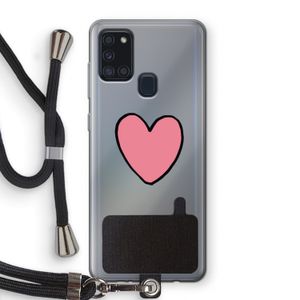 Hartje: Samsung Galaxy A21s Transparant Hoesje met koord
