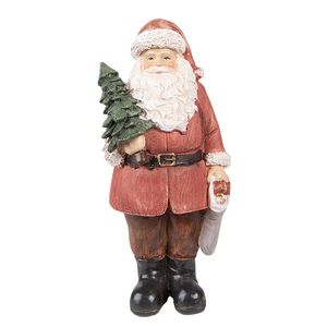 Clayre & Eef Beeld Kerstman 40 cm Rood Polyresin Kerstfiguren Rood Kerstfiguren