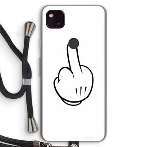 Middle finger white: Pixel 4a 5G Transparant Hoesje met koord