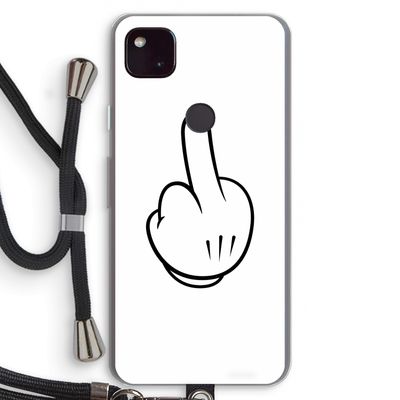 Middle finger white: Pixel 4a 5G Transparant Hoesje met koord