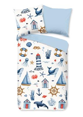 Good Morning Kinderdekbedovertrek "maritiem" - Blauw - (135x200 cm) - Katoen Good Morning Kinderdekbedovertrek "maritiem" - Blauw - (135x200 cm) - Katoen