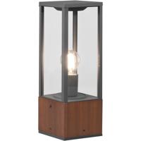 Staande LED Tuinlamp - E27 Fitting - Houtkleur - Rechthoekig Design