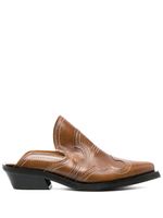 GANNI mules Embroidered Western en cuir 40 mm - Marron - thumbnail