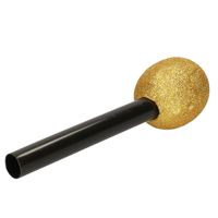 Speelgoed microfoon - goud - kunststof - 22 cm - Verkleedattributen - thumbnail