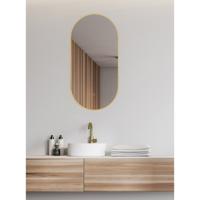 Wiesbaden Nomi Spiegel met Lijst - Ovaal met LED - Dimbaar en Spiegelverwarming - 50x100cm - Goud