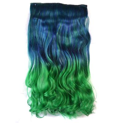 Eendelige naadloze Hair Extension stuk kleur verloop grote golf lang Curling Clip Type haarstukje