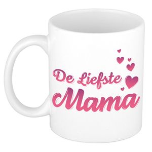 De liefste mama kado mok / beker voor Moederdag / verjaardag - roze hartjes