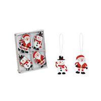 8x stuks houten kersthangers kerstmannen en sneeuwpop 6 cm kerstornamenten - Kersthangers - thumbnail