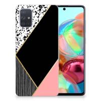 Samsung Galaxy A71 | TPU Hoesje | Zwart Roze Vormen