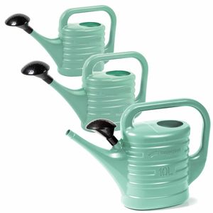 3x stuks kunststof tuin gieters 2, 5 en 10 liter mintgroen