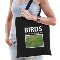 Grutto vogel tasje zwart volwassenen en kinderen - birds of the world kado boodschappen tas