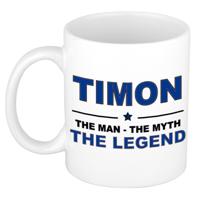 Timon cadeau mok - man myth legend - naam koffiemok / beker - wit en blauw - 300 ml