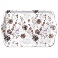 Ambiente tray 13x21cm pine cones wit