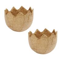 Hobby / DIY Halve eierschaal - 2x - papier mache - 4 cm - Paasdecoratie versieren - Pasen knutselen