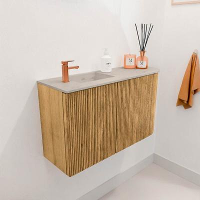 Toiletmeubel Mondiaz Joya Dlux | 71.6 cm | Meubelkleur Oak | Faye wastafel Opalo Wasbak Links | 1 kraangat
