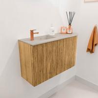 Toiletmeubel Mondiaz Joya Dlux | 71.6 cm | Meubelkleur Oak | Faye wastafel Opalo Wasbak Links | 1 kraangat