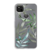 Tropical watercolor leaves: Google Pixel 4a Transparant Hoesje
