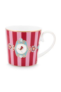 Pip Studio Love Birds Mok Groot Gestreept Rood/Roze