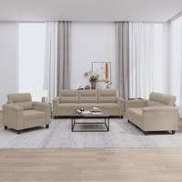 3-delige Loungeset met kussens microvezelstof taupe