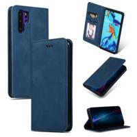Retro huid voelen Business magnetische horizontale Flip lederen case voor Huawei P30 Pro (marineblauw)