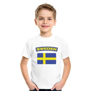 T-shirt met Zweedse vlag wit kinderen
