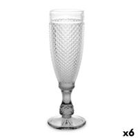Champagneglas Vivalto PR-00719B/BHA6 SMOKE PR-00719B/BHA6 SMOKE Transparant Antraciet Glas 185 ml Diamant (6 Stuks)