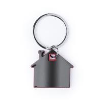 Sleutelhanger met klein huisje - rood/grijs - metaal - 4 x 3.8 cm - eigen huis/nieuw huis Sleutelhanger met klein huisje - rood/grijs - metaal - 4 x 3.8 cm - eigen huis/nieuw huis