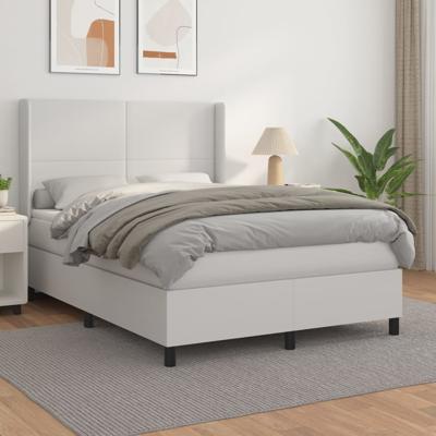 Boxspring met matras kunstleer wit 140x200 cm