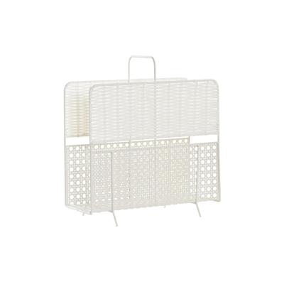 Tijdschriftenrek DKD Home Decor Wit Natuurlijk Metaal vlechtwerk Boho 36,5 x 15 x 41 cm