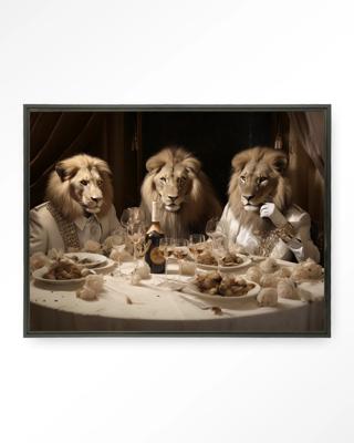 Urban Cotton Wandkleed 'The Gentlelions Club' 110 x 145cm in Floating Frame - black