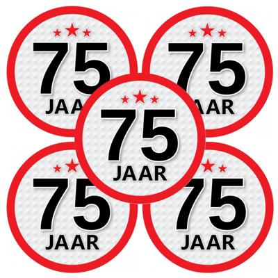 75 jaar leeftijd sticker - 10x - rond - Dia 15 cm - 75 jaar verjaardag - jubileum - leeftijd versier