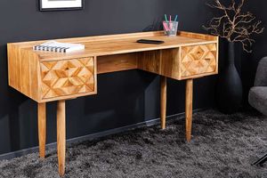Massief houten bureau ALPINE 135 cm natuurlijke acaciahoningafwerking met opberglades - 43738